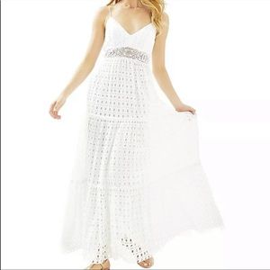 Lilly Pulitzer melody maxi dress in resort white stripey rayon eyelet
